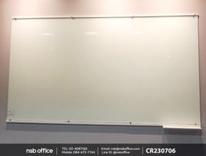ไวท์บอร์ดกระจกนิรภัยพ่นสีขาว คิ้วเหล็ก ใช้ในห้องประชุม ห้องเรียน