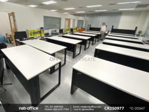 โต๊ะทำงานขาเหล็กร้อยสายไฟ โครงขาเหล็ก