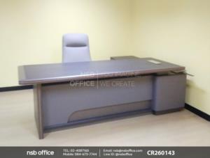 โต๊ะผู้บริหารตัวแอลพร้อมตู้ข้าง ใช้งานคู่กับเก้าอี้ผู้บริหารหุ้มหนังเทียมพียู