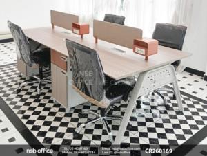 โต๊ะทำงานกลุ่ม 4 ที่นั่ง พร้อมมินิสกรีนและตู้เก็บของ