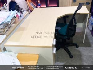 โต๊ะทำงานตัวแอลหน้าโค้งเว้า เสริมด้วยตู้เก็บเอกสาร