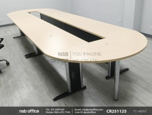 โต๊ะประชุมตรงเสริมการใช้งานด้วยโต๊ะเข้ามุมครึ่่งวงกลม 