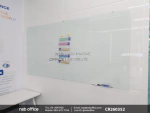 ไวท์บอร์ดกระจกแม่เหล็ก พร้อมถาดวางปากกา