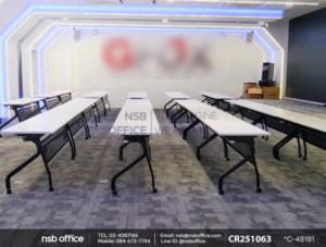 โต๊ะประชุมพับเก็บได้ล้อเลื่อน บังตาเหล็ก ที่วางของใต้ท็อป ล้อล็อกได้