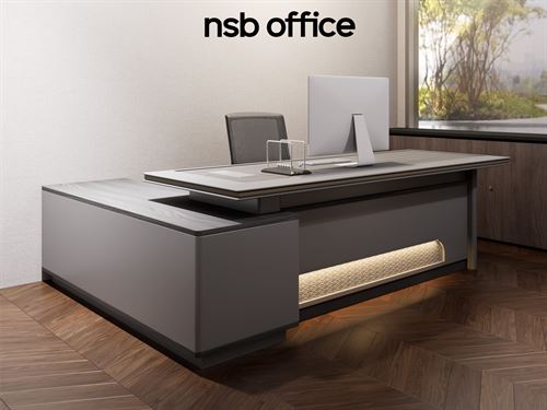 โต๊ะผู้บริหารขาไม้ พร้อมตู้เอกสารเข้าชุด