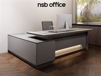 โต๊ะผู้บริหารขาไม้ พร้อมตู้เอกสารเข้าชุด