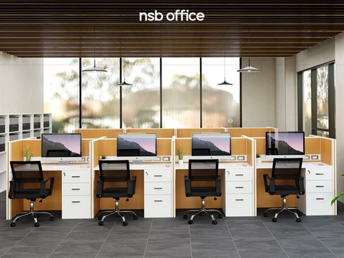 ชุดโต๊ะทำงาน ระบบพาร์ทิชั่น Worktop partition series (ตรงกลางร้อยสายไฟได้)