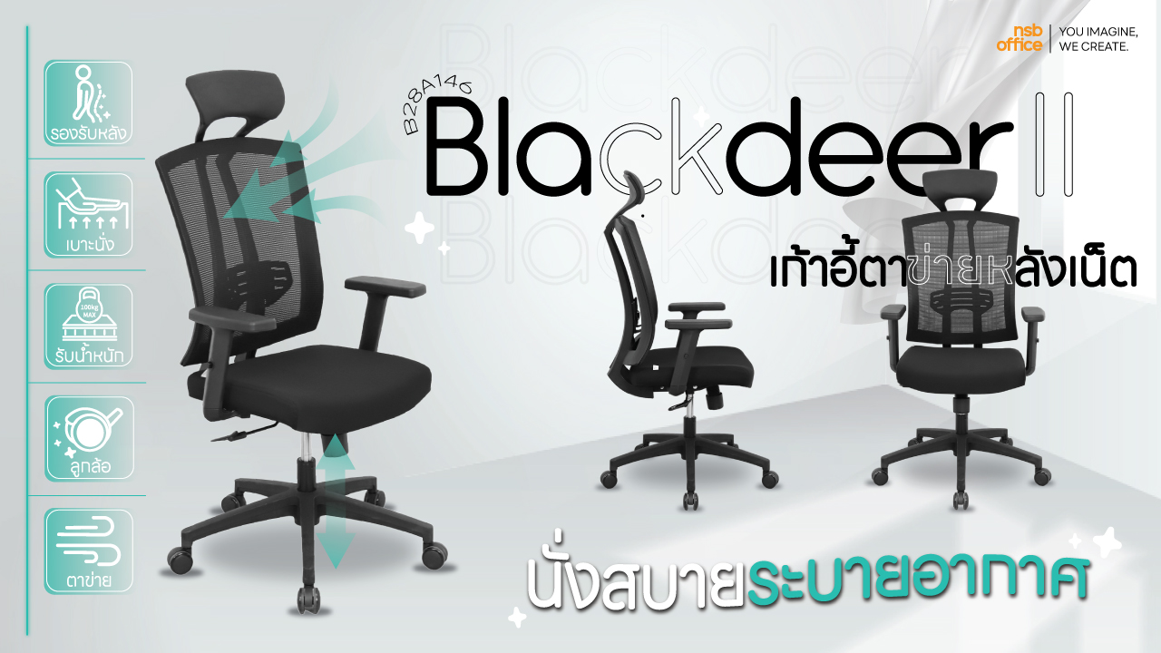 เก้าอี้หลังเน็ตระบายอากาศ รุ่น Blackdeer II B28A146